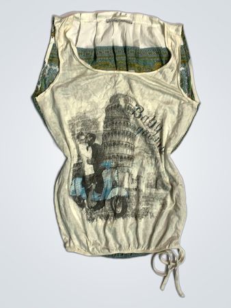 PATRICE BREAL Weiß und Grün Paisley Druck Tube Top