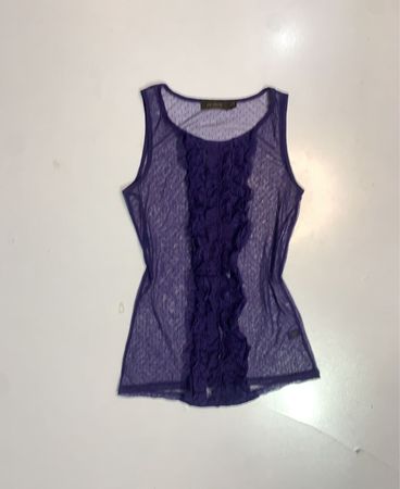 THE LIMITED Lila Transparente Rüsche Tanktop