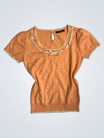 INGNI Oranger Punkte Kurzarmpullover