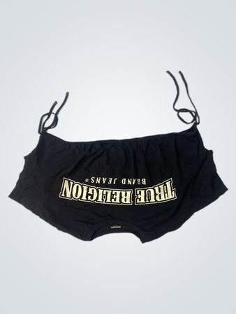 True Religion Schwarzes Grafik-Crop-Top