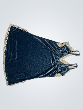 Blauer Samt-Höschen mit Spitzenbesatz