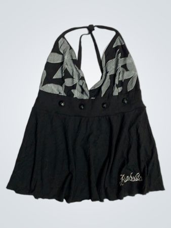 Bambola Black Halter Top with Floral Print