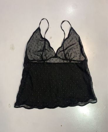 Schwarzes transparentes Polka-Dot-Camisole
