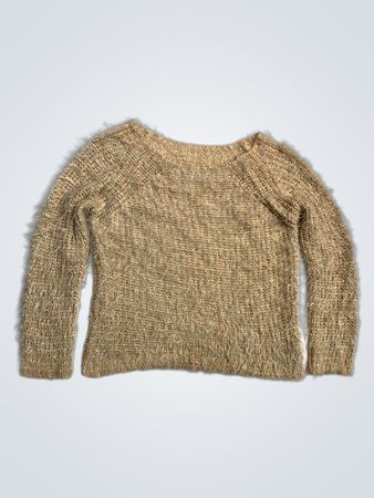 Beiger Fuzzy-Strickpullover mit Glitter