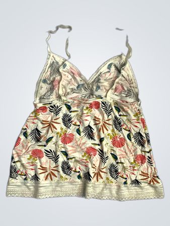 Blumendruck-Camisole mit Spitzenbesatz