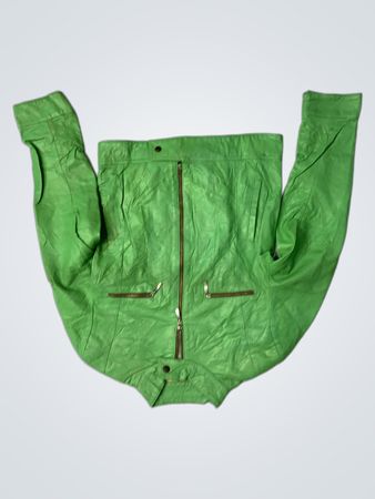 VERA PELLLE LAVORAZIONE ARTIGIANALE MADE IN ITALY Green Leather Jacket