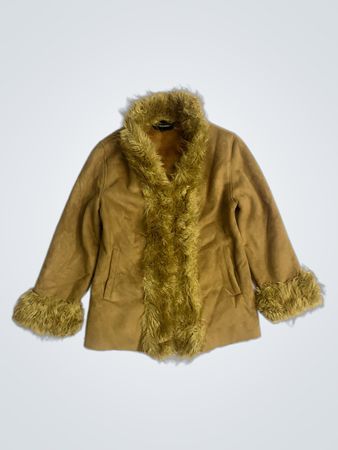INTEMPORE Braune Jacke mit Kunstfellbesatz
