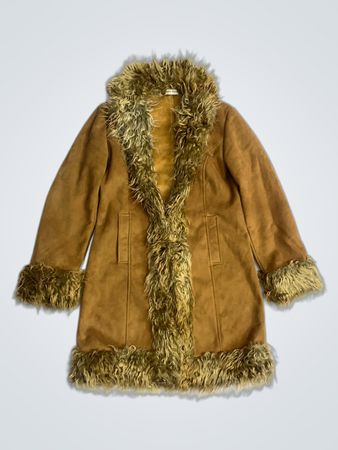 Gianni Rodini Brown Faux Suede Fur Trimmed Jacket