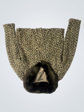 Textured Jacket with Fur Collar