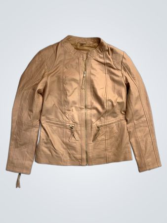 Beige Echtlederjacke