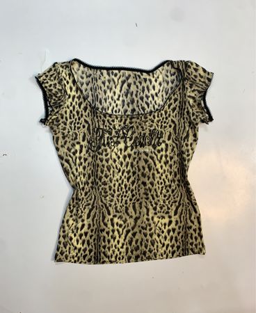 Roberto Cavalli Leopardenmuster-Top mit schwarzer Einfassung