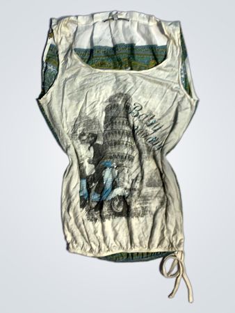PATRICE BREAL Weißes Tanktop mit Motorrad-Grafik