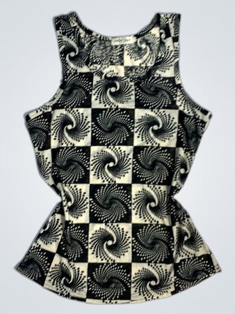 Nur Star Black and White Swirl Pattern Kleid XL