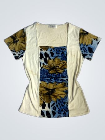 Calynex Paris T-Shirt mit Blumen- und Leopardenmuster