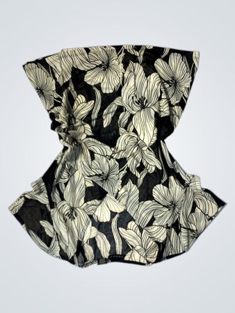 Tahari Schwarz-Weißes Oberteil mit Blumenmuster