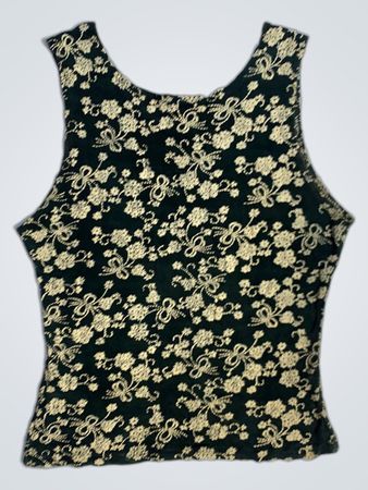 Glitzzy ärmelloses Top mit Blumenmuster