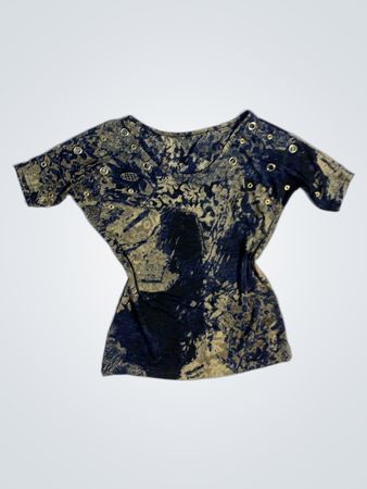 Damen-Top mit Aufdruck und Ösen