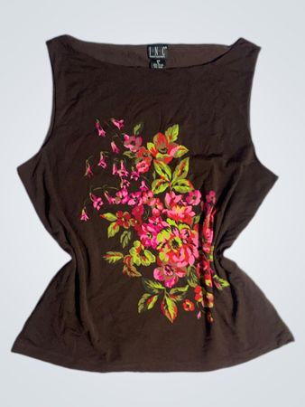 I.N.C. International Concepts Braun bedrucktes Oberteil mit Blumenmuster