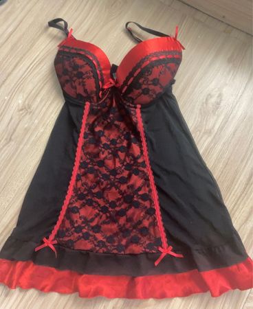 kein Secret Red and Black Lace Babydoll Lingerie