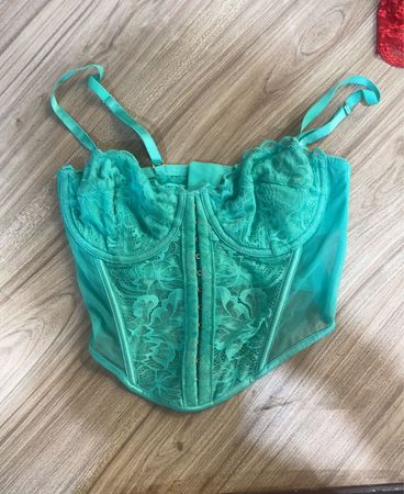 Teal Spitzenkorsett