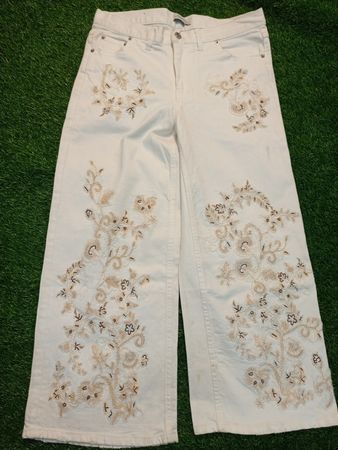 White Embroidered Jeans
