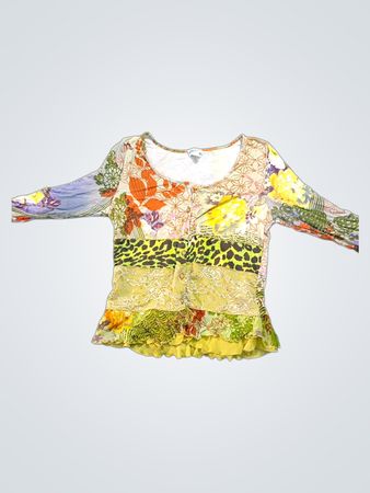 Ashley Brooke Multicolored Floral Long-Sleeve Blouse