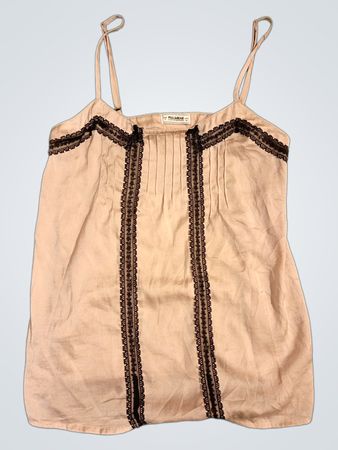 Pull&Bear Beige Lace Trim Top