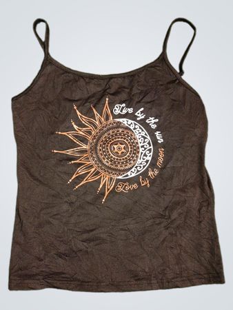 Brown Camisole with Sun and Moon Design