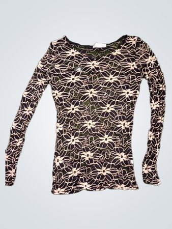 Sweet Girl Black Floral Lace Long Sleeve Top