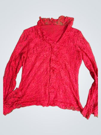 Unbranded Red Lace Long Sleeve Blouse