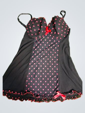 Bodyflirt Black Dress with Pink Polka Dots