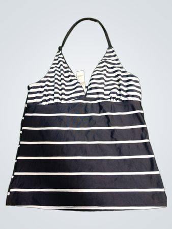 Black and White Striped Halter Neck Tank Top