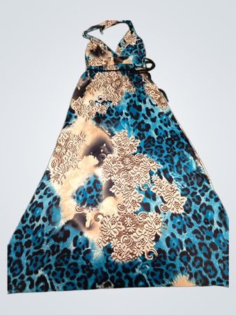 Stefanie Blue Leopard Print Dress