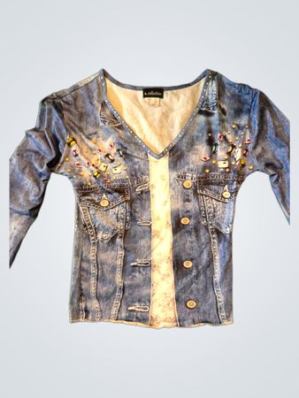 n. collection women's denim print top