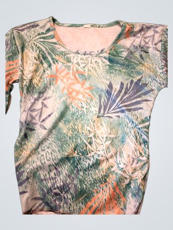 All over print tropical leaf and animal print long sleeve top