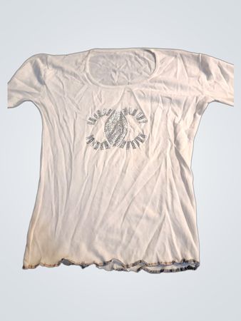 Weißes T-Shirt mit Strass-Skorpion-Grafik
