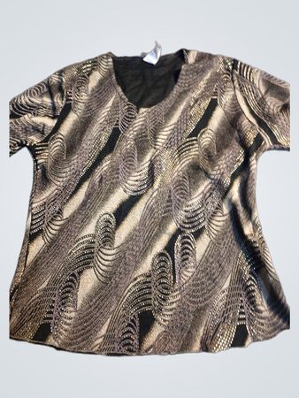 Schwarz-goldene gemusterte Bluse
