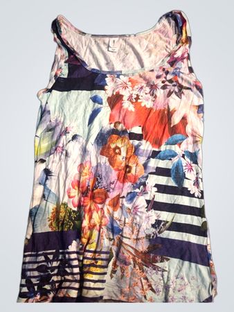 POMPADOUR Floral Striped Tank Top