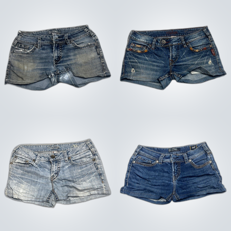 Silver Y2K Denim Shorts