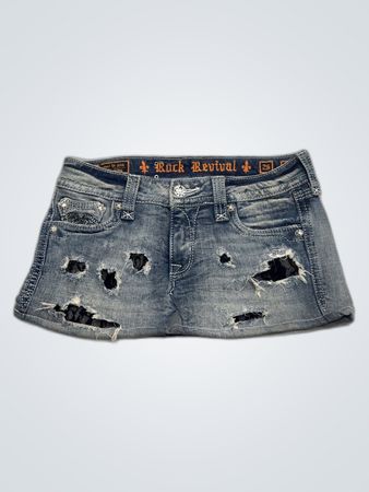 Rock Revival Distressed Denim Skirt