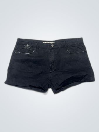Black Denim Shorts with Rhinestone Accents