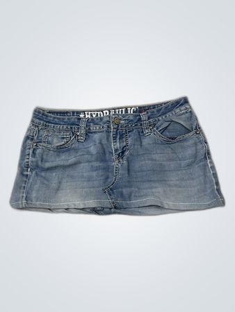 Hydraulic Denim Mini Skirt