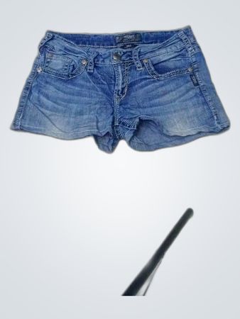 Silver Denim Shorts