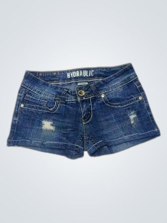 Hydraulic Distressed Denim Shorts