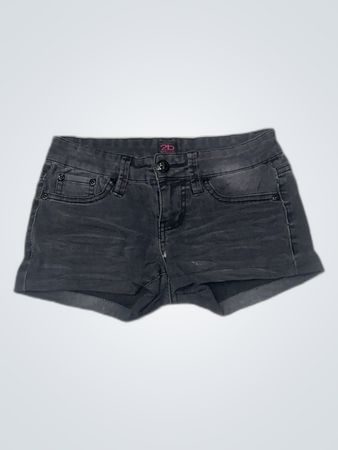 Black Denim Shorts with Embellished Pockets
