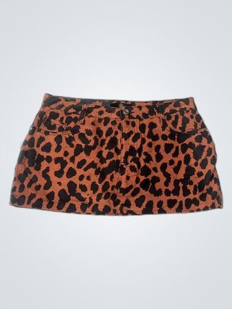 Brown and Black Leopard Print Skirt