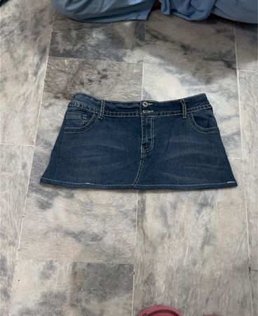 Vertical Jeans Mini Skirt