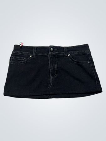 Code Fleur Black Denim Skirt