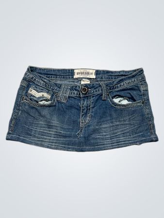 Hydraulic Denim Mini Skirt