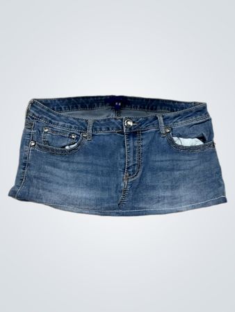 Denim Skirt with Embellished Pockets